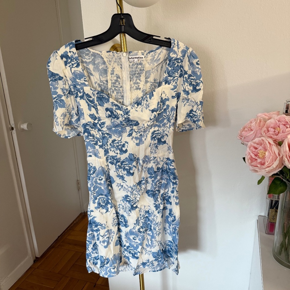 Reformation blue floral dress